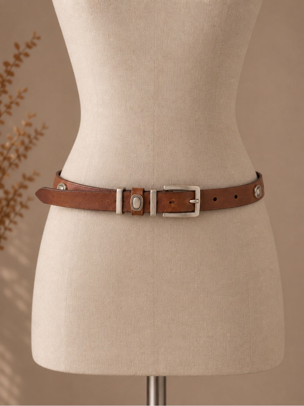 Woolrich Italian Full Grain Leather Belt Brown Western Concho Large